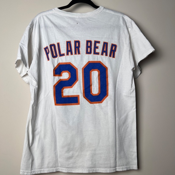 Gildan New York Mets Baseball Polar Bear White Short Sleeve T-Shirt Large - Picture 7 of 10